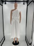 Solid Single Shoulder Irregular Dress XYKF-9328