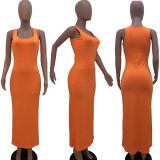 Sleeveless Solid Color Casual Maxi Dress XYKF-9215