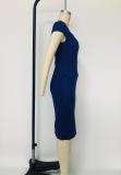 Fashion Solid Short Sleeve Midi Dress MIL-L454