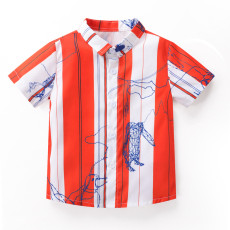 Boys' Cartoon Short Sleeve Shirt Shorts Casual Two Piece Set YKTZ-2602