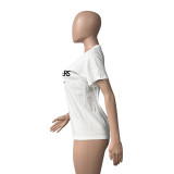 Plus Size Print Short Sleeve  Casual  T Shirt HGL-2026