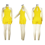 Solid Color Ruffle Romper XHSY-19566