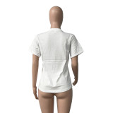 Plus Size Print Short Sleeve  Casual  T Shirt HGL-2026