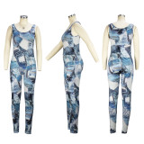 Casual Patchwork Print Sling Jumpsuit XHSY-19565