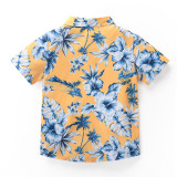 Boys' Flower Print Short Sleeve Shirt Shorts Casual Suit YKTZ-2604