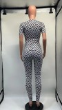 Letter Print Short Sleeve Pants Two Piece Set GDNY-1051