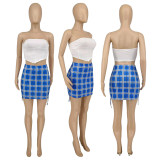 Plaid Print Pleated Half Skirt WMEF-02065