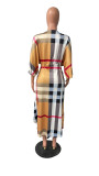 Plus Size Color Blocking Stripe Split Maxi Dress HGL-2023