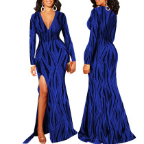 Sexy Fashion Split V-neck Maxi Dress SMR-11582