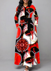 Fashion Print Long Sleeve Maxi Dress SMR-11553