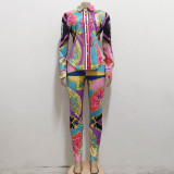 Casual Fashion Print Long Sleeve Blouse Pants Two Piece Set SMR-11960