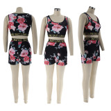 Casual Floral Print Sports Two Piece Shorts Set SFY-2310