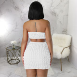 Sexy Wrap Chest Crop Tops And Skirt 2 Piece Set YF-10466