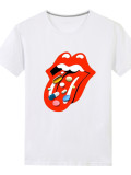 Plus Size Lips Print O Neck T Shirt SXF-30402