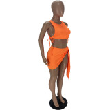 Fashion Sexy Tie Tank Top Skirt Two Piece Set AWN-AN1013