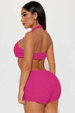 Sexy Halter Crop Tops And Shorts Two Piece Set YD-8713