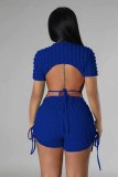 Solid Color Backless Drawstring Two Piece Set YD-8717