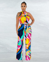 Sexy Print Sleeveless Tie Up Jumpsuit ME-8328