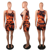 Camo Print Sleeveless Sport Mini Dress MAE-2174