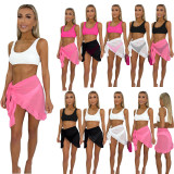 Mesh See-through Skirt Tank Top Panties 3 Piece Set YIY-5362