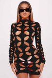 Sexy Hollow Out Long Sleeve Mini Dress YD-8721
