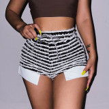 Stripe Print Sling Tops And Shorts Two Piece Set MIL-L462