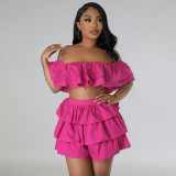 Ruffle Zipper Wrap Chest  And Shorts Two-piece Set MIL-L464
