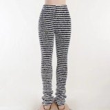 Plus Size Knits Stripe Tight Stacked Pants WSM-5343