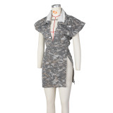 Sleeveless High-cut Camouflage Casual Skirts Set ZSD-0583