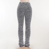 Plus Size Knits Stripe Tight Stacked Pants WSM-5343