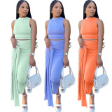 Solid Color Vest And Bandage Skirt Two Piece Set LDS-3325