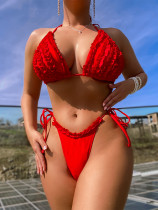 Sexy Bikinis Solid Color Bandage Two Piece Swimsuit CASF-6577