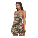 Camo Print Casual Vest And Shorts Two Piece Set DDF-8016