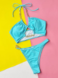 Solid Color Cross Tie Up Bikinis Two Piece Set CSYZ-A02H
