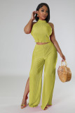 Solid Backless Tops And Split Pants Two Piece Set YD-8725-H