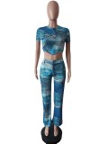 Printed Fashion Sports Short Sleeve Two Piece Set MEM-88487