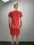 Fashion Casual Printed Short Sleeve Dress ML-7511