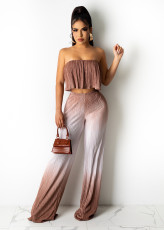 Gradient Wrap Chest And Pants Loose Two Piece Set ANDF-1528
