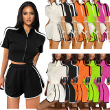 Sports Casual Short Sleeve Shorts Two Piece Set MUKF-9121