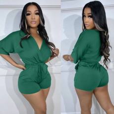 Solid Color Sexy V Neck Romper ORY-5249