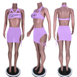 Sexy Hollow Out Halter Top And Skirts Two Piece Set MDF-5367