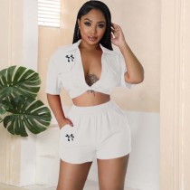 Sexy Print T Shirt And Short Two Piece Set XMF-276