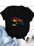Plus Size O Neck Print T Shirt SXF-30421