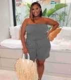 Plus Size Solid Color Tube Tops Romper ZNF-9101