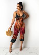 Print Sling Drawstring Jumpsuit OY-6510