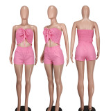 Sexy Drawstring Tube Tops And Shorts Two Piece Set YD-8727
