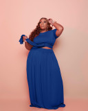 Plus Size Solid Color Tie Up Two Piece Skirts Set WAF-77569