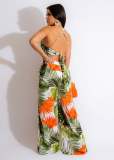 Sexy Print Bandage Tops And Wide Leg Pant Suit YD-8728