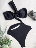 Solid Knotted Bikini One-piece Swimsuit CASF-6550