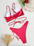 Solid Color Bandage Sexy Bikinis Two Piece CASF-6578